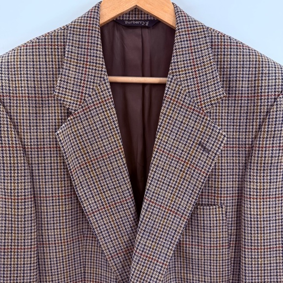 Burberry Vintage Men’s Houndstooth 100% Natural Wool Blazer Sport Coat Size 40R - Picture 2 of 10